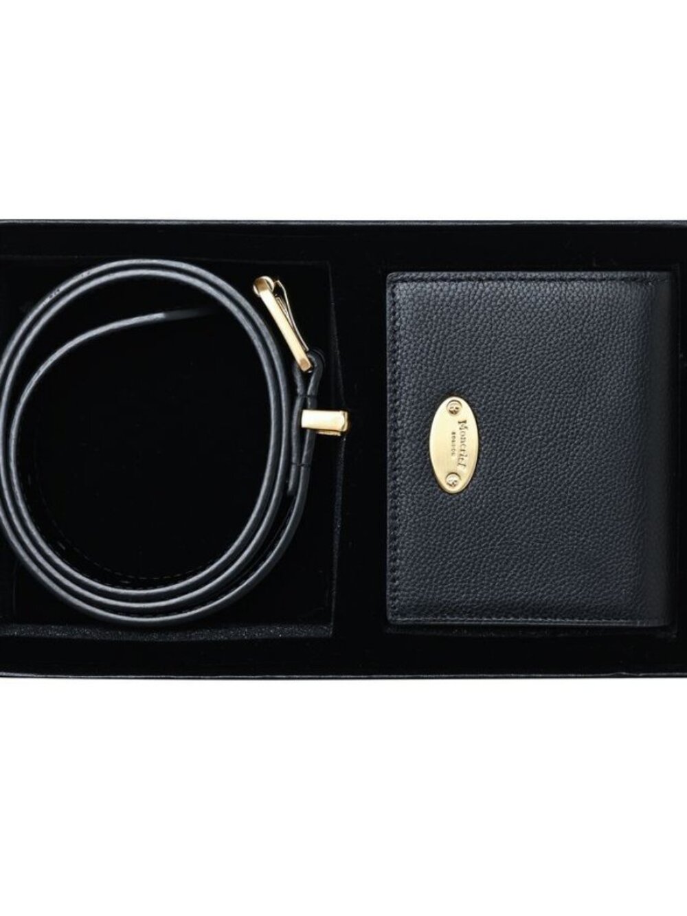 NIB ✅ MONCRIEF LONDON Black Leather Dalila Purse And Belt Gift Set  ⭐GIFT BOX